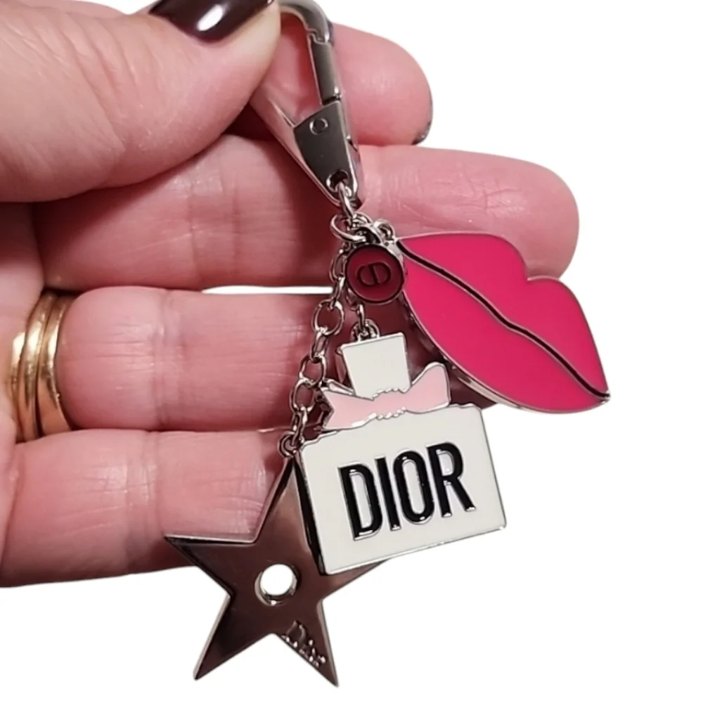 DIOR Purse Bag Charm Keychain Key FOB Miss Dior Bottle Logo Star Kiss Dust Bag - Picture 6 of 16
